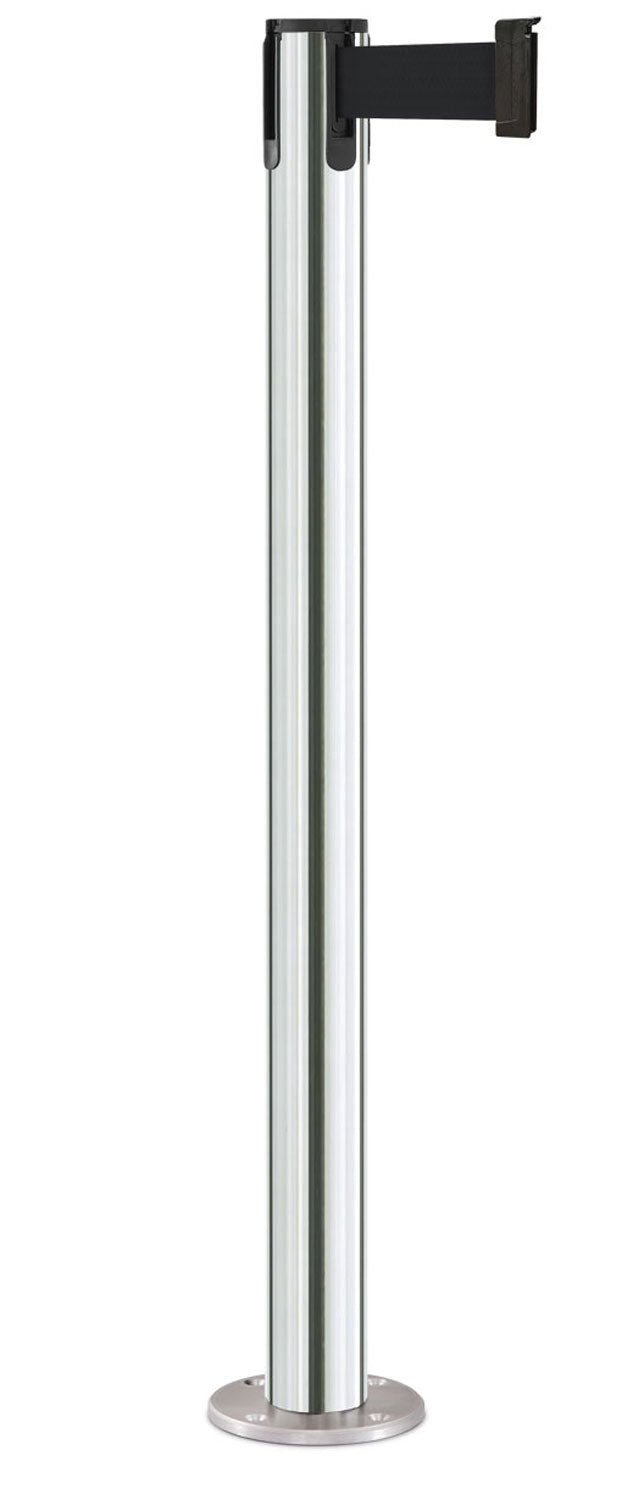 Contempo Permanent Retractable Belt Stanchion - CL - Chrome - Satin Permanent