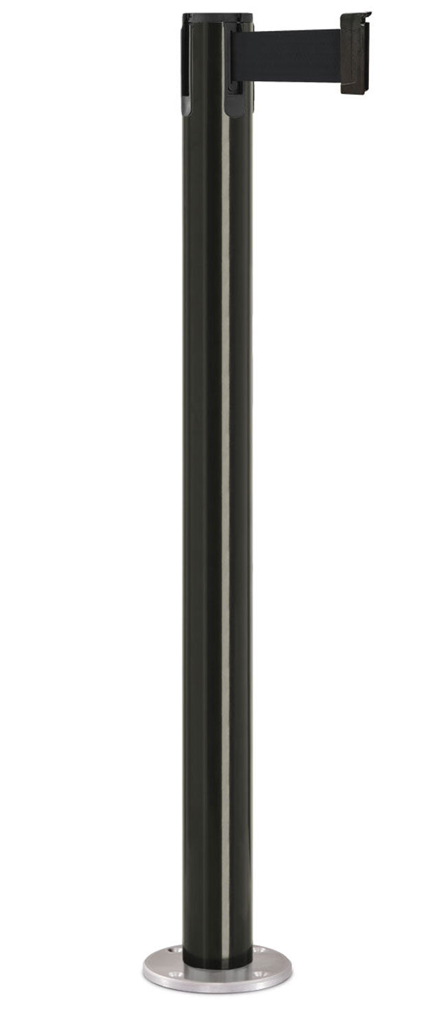 Contempo Permanent Retractable Belt Stanchion - GB - Gloss Black - Satin Permanent