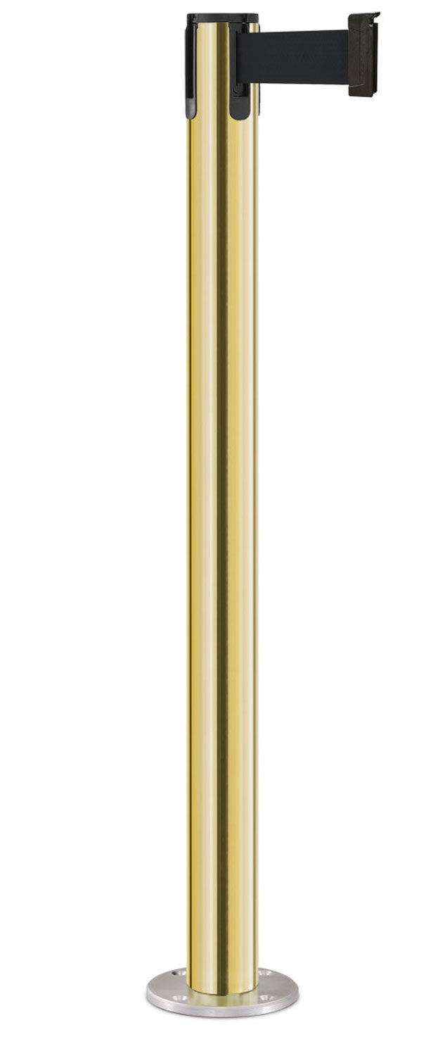 Contempo Permanent Retractable Belt Stanchion - GD - Gold - Satin Permanent
