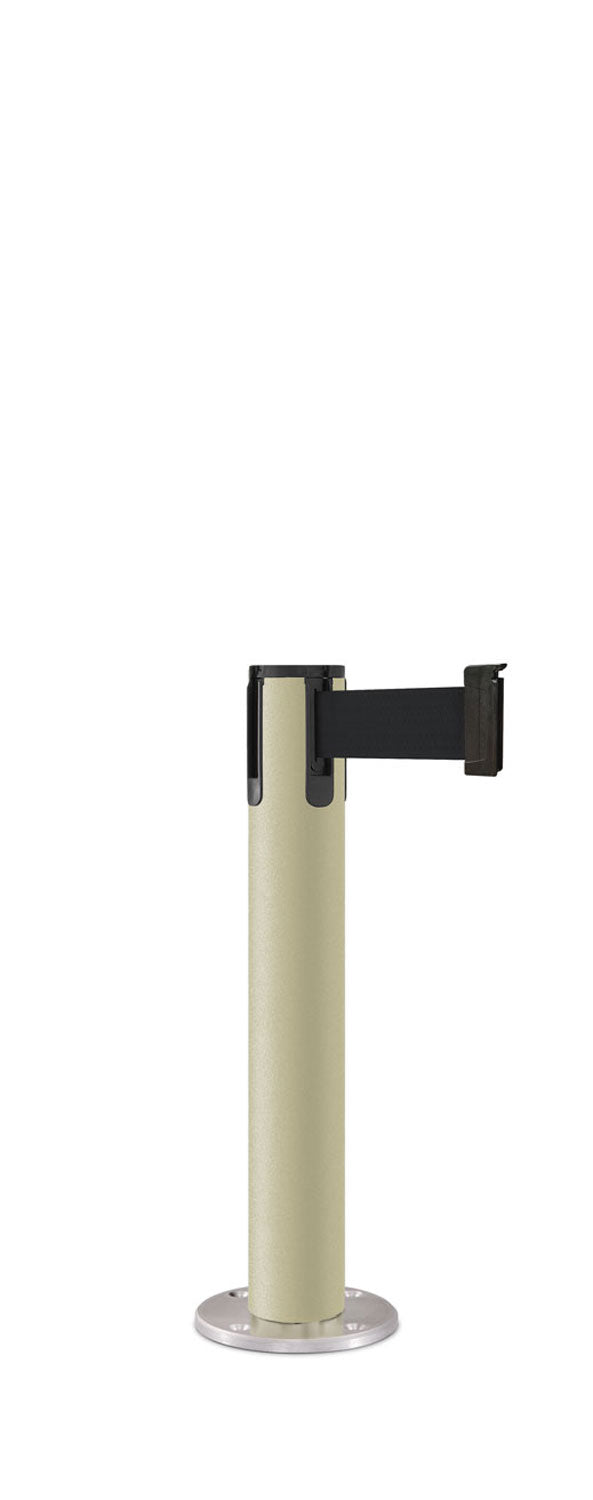 Contempo Exhibit Post | 24 in Retractable Belt Stanchion - PS - Pacific Sand - Satin Permanent