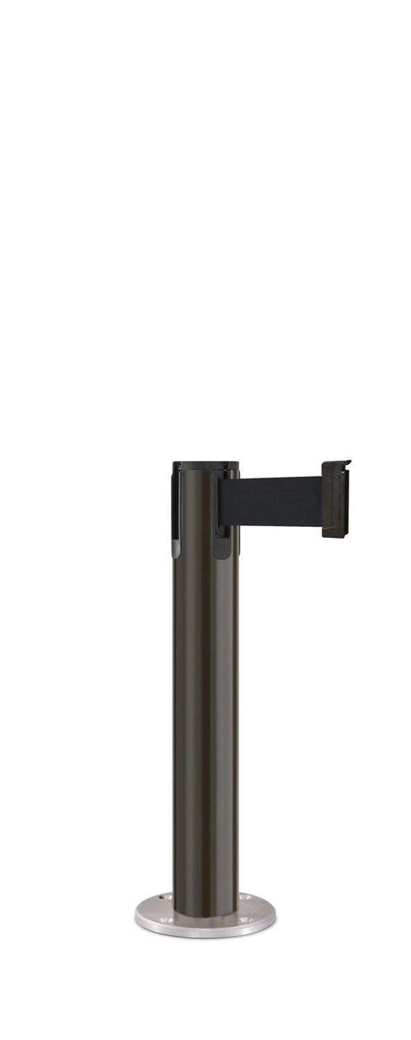 Contempo Exhibit Post | 24 in Retractable Belt Stanchion - SB - Statuary Bronze - Satin Permanent