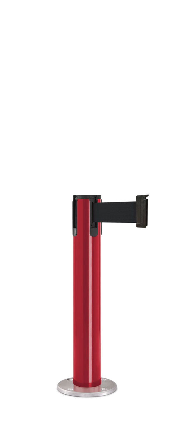 Contempo Exhibit Post | 24 in Retractable Belt Stanchion - TR - Torch Red - Satin Permanent