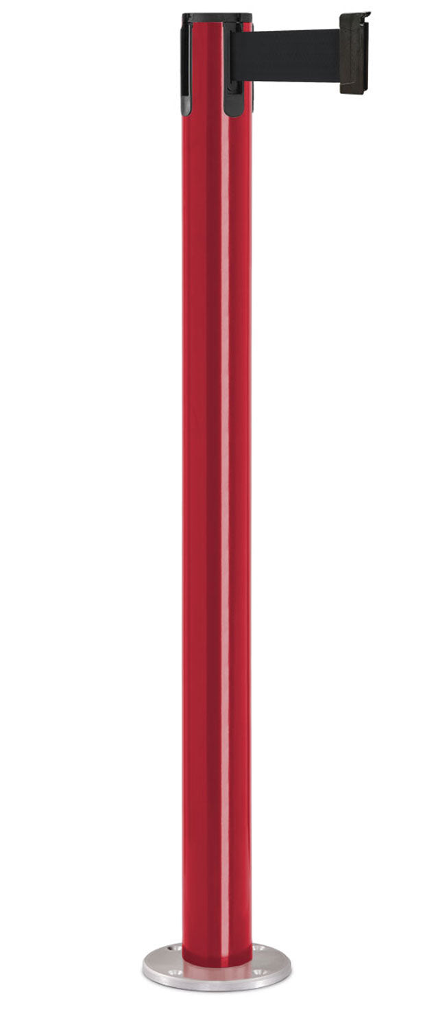 Contempo Permanent Retractable Belt Stanchion - TR - Torch Red - Satin Permanent