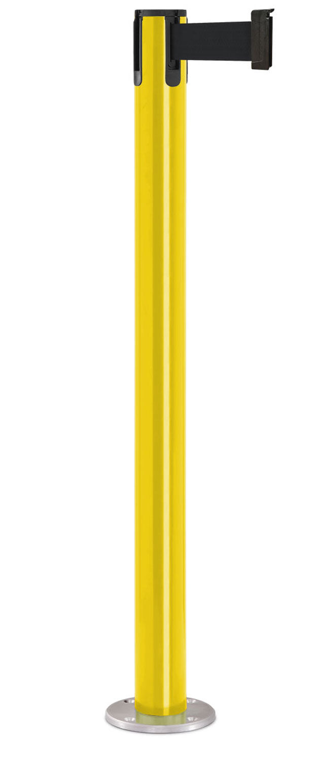 Contempo Permanent Retractable Belt Stanchion - YL - Yellow - Satin Permanent