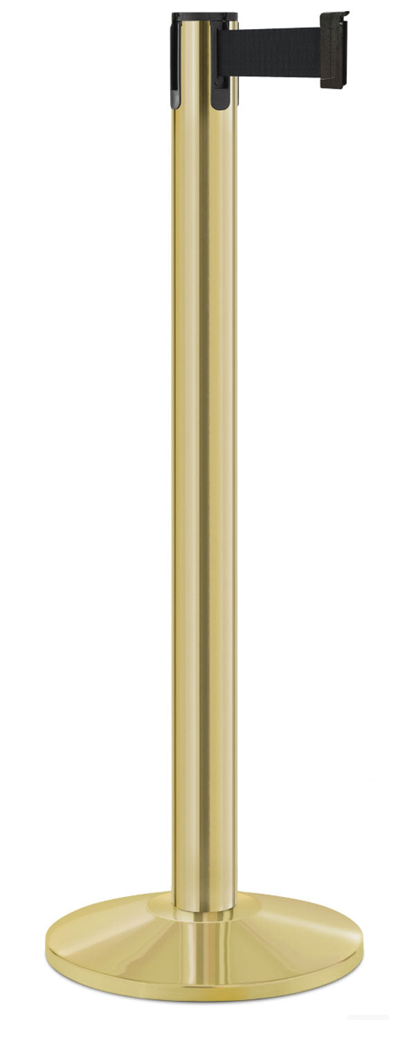 Contempo Portable Retractable Belt Stanchion - BG - Brushed Gold - 14" Galvanized Sloped