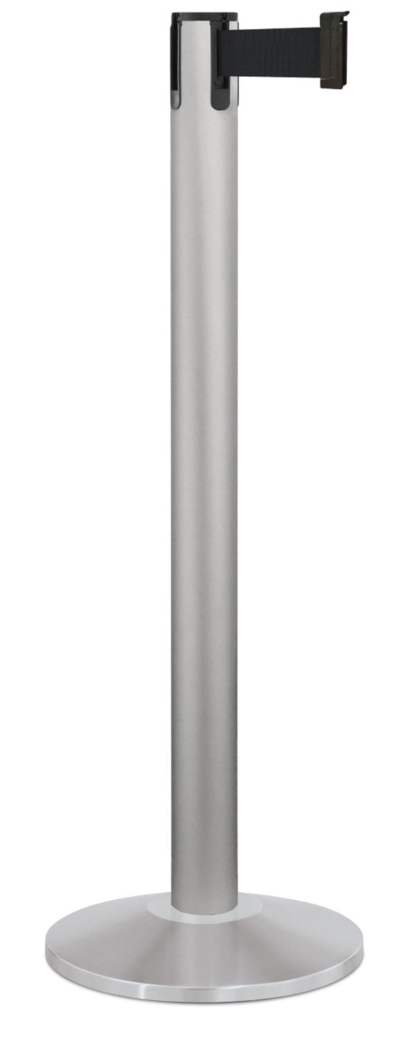 Contempo Portable Retractable Belt Stanchion - SA - Satin - 14" Galvanized Sloped