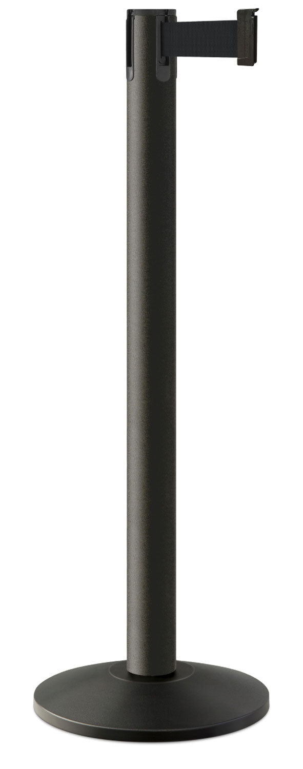 Contempo Portable Retractable Belt Stanchion - WB - Wrinkle Black - 14" Galvanized Sloped