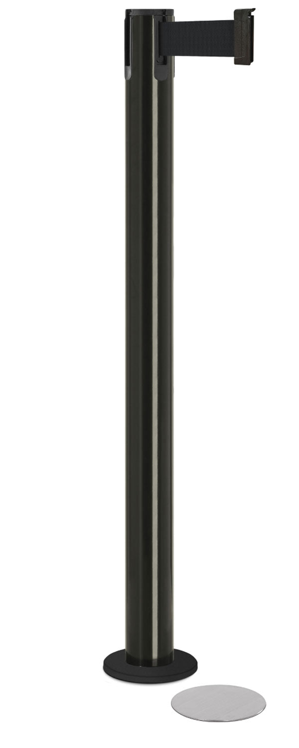 Contempo Magnetic Retractable Belt Stanchion - GB - Gloss Black - 5.5" Heavy Magnetic