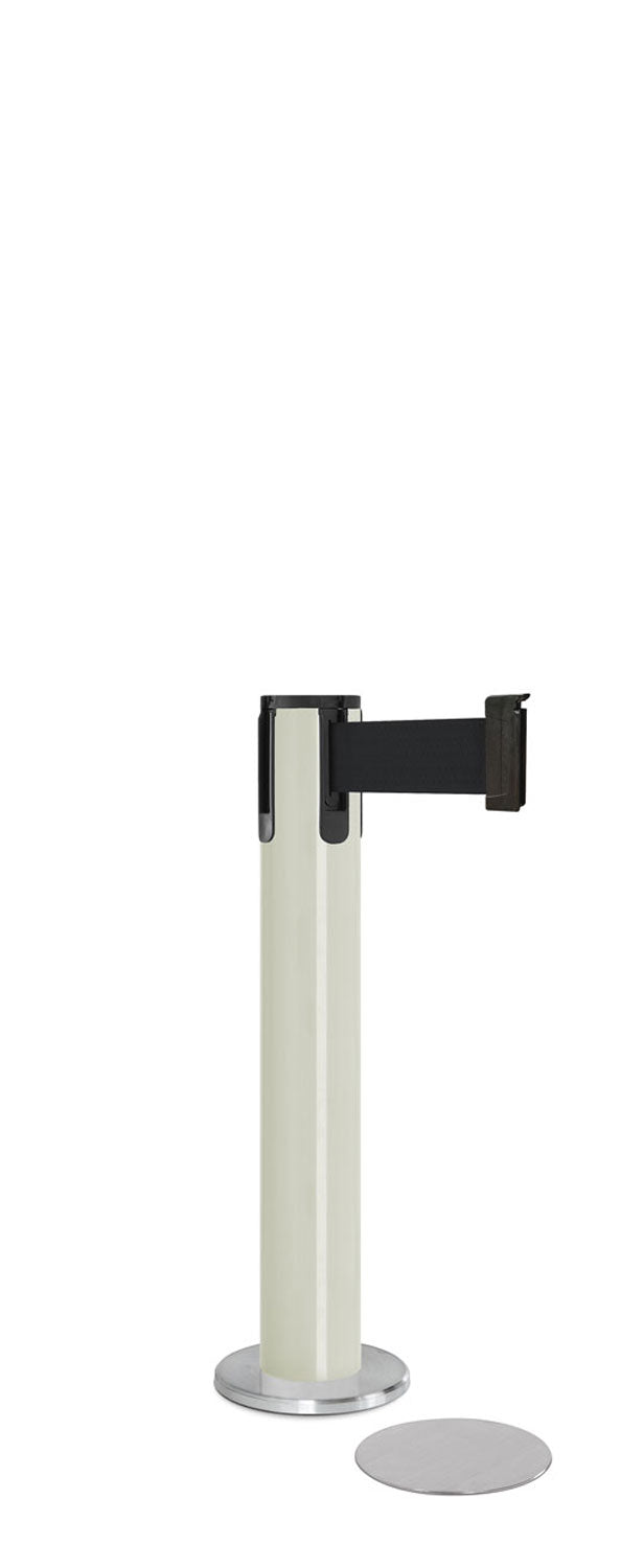 Contempo Exhibit Post | 24 in Retractable Belt Stanchion - LW - Lavi White - 5.5" Heavy Magnetic