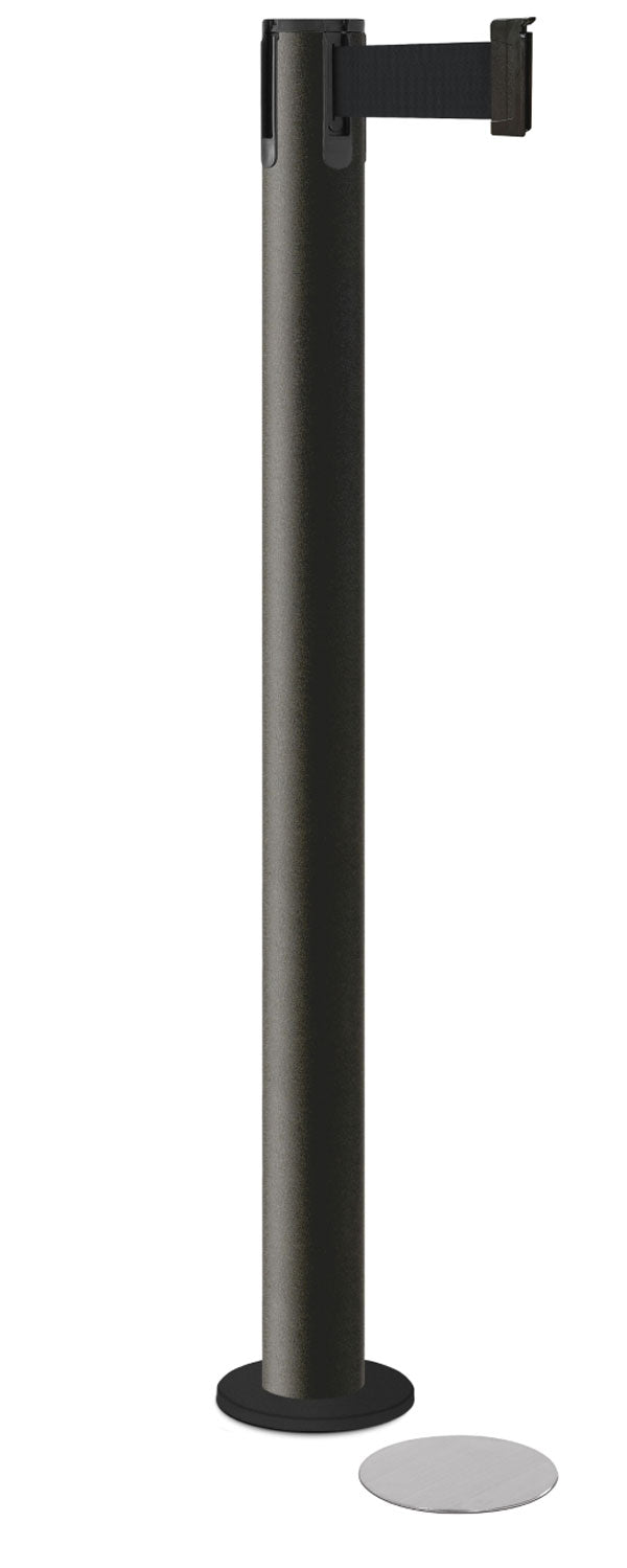 Contempo Magnetic Retractable Belt Stanchion - WB - Wrinkle Black - 5.5" Heavy Magnetic