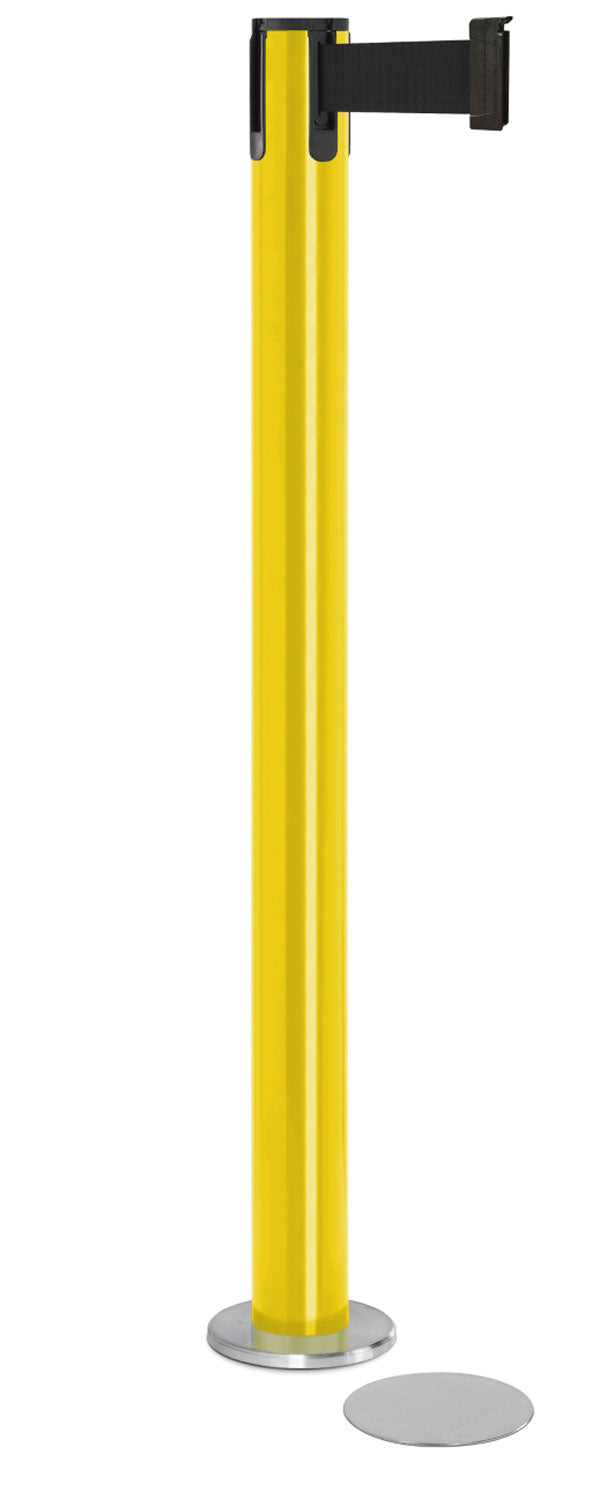 Contempo Magnetic Retractable Belt Stanchion - YL - Yellow - 5.5" Heavy Magnetic