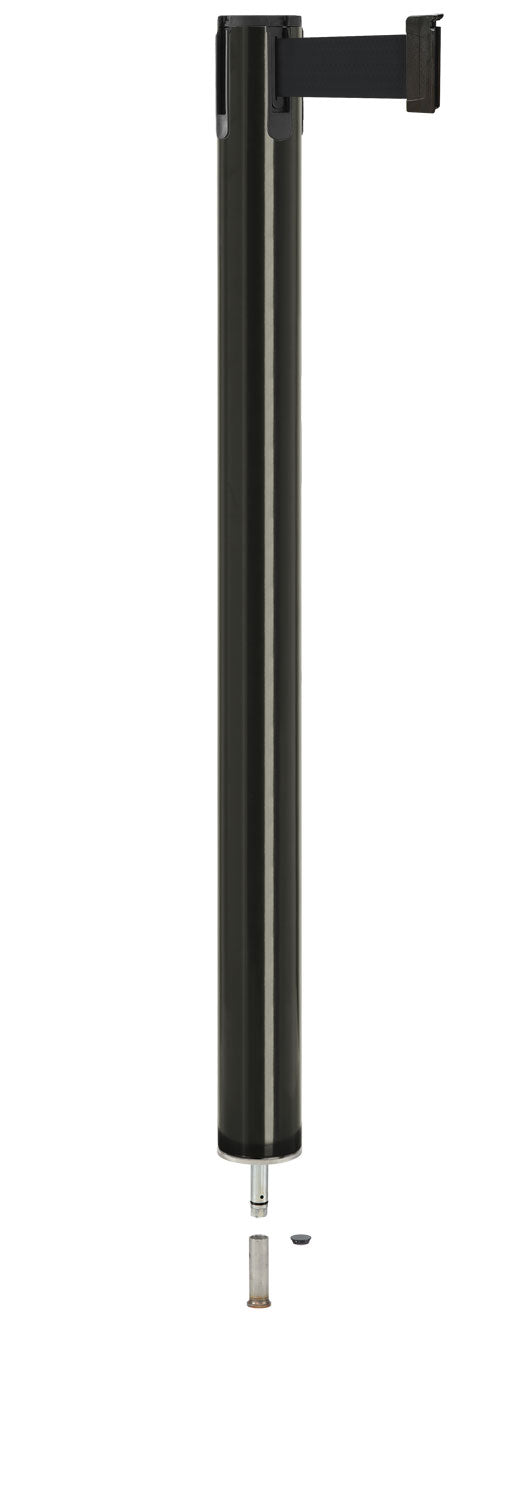 Contempo Removable Retractable Belt Stanchion - GB - Gloss Black - Pin Socket