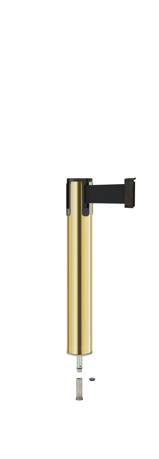 Contempo Exhibit Post | 24 in Retractable Belt Stanchion - GD - Gold - Pin Socket