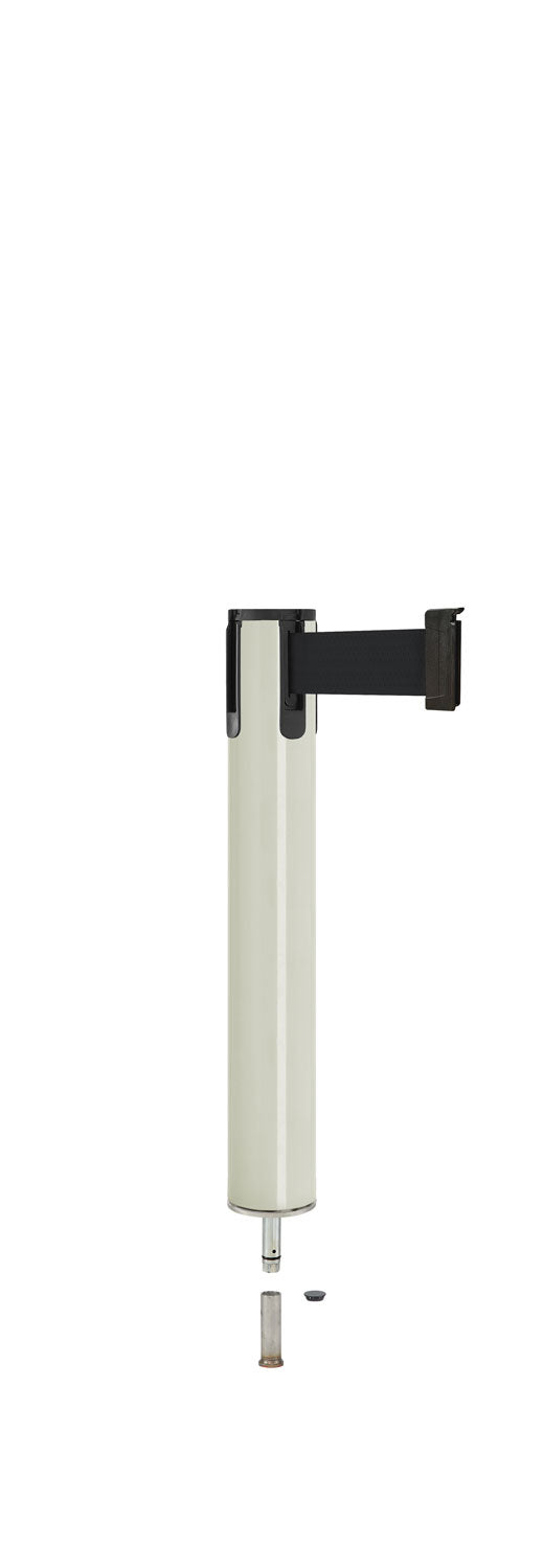 Contempo Exhibit Post | 24 in Retractable Belt Stanchion - LW - Lavi White - Pin Socket