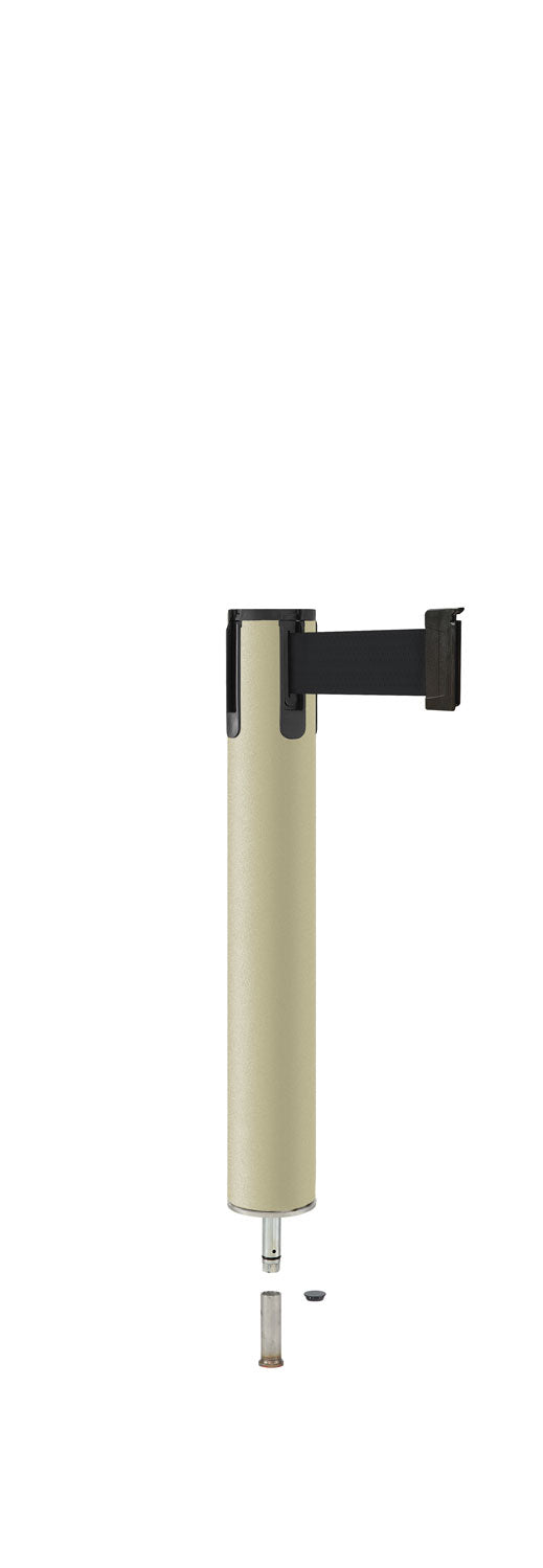 Contempo Exhibit Post | 24 in Retractable Belt Stanchion - PS - Pacific Sand - Pin Socket