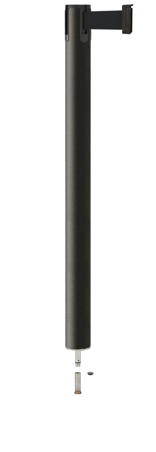 Contempo Removable Retractable Belt Stanchion - WB - Wrinkle Black - Pin Socket
