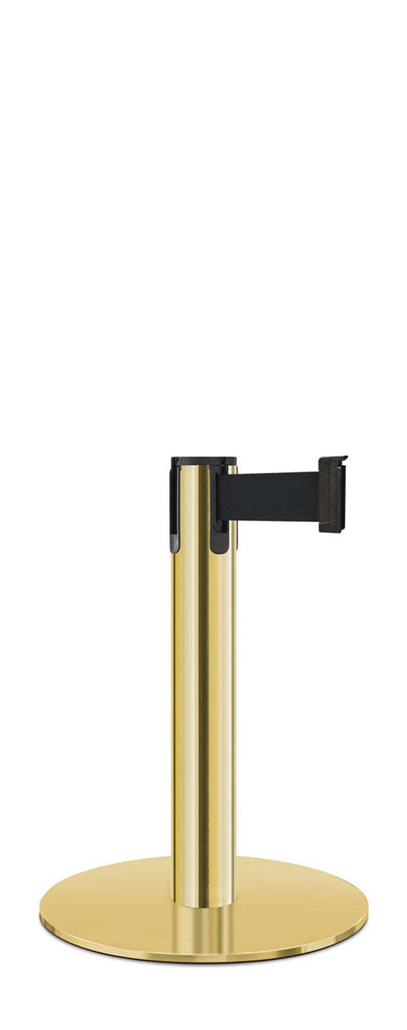 Contempo Exhibit Post | 24 in Retractable Belt Stanchion - GD - Gold - 14.5" Slim