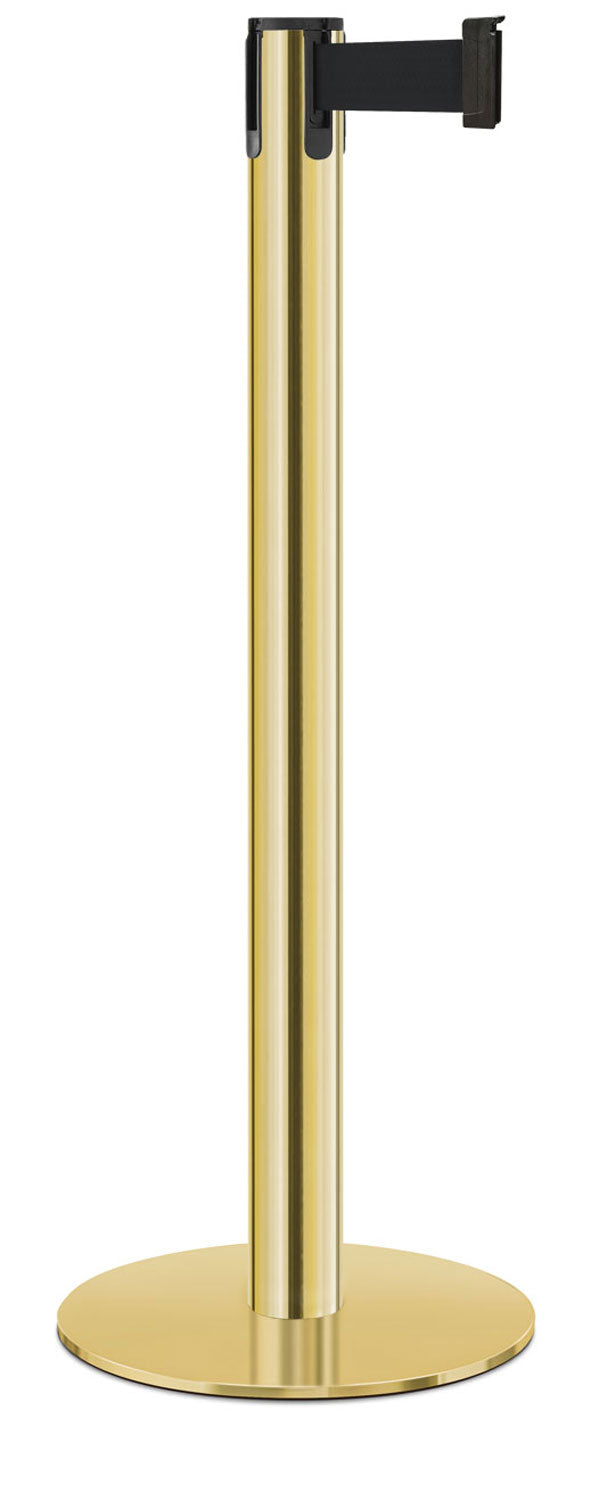 Contempo Portable Retractable Belt Stanchion - GD - Gold - 14.5" Slim