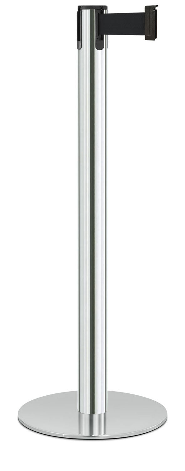 Contempo Portable Retractable Belt Stanchion - PO - Polished Stainless - 14.5" Slim