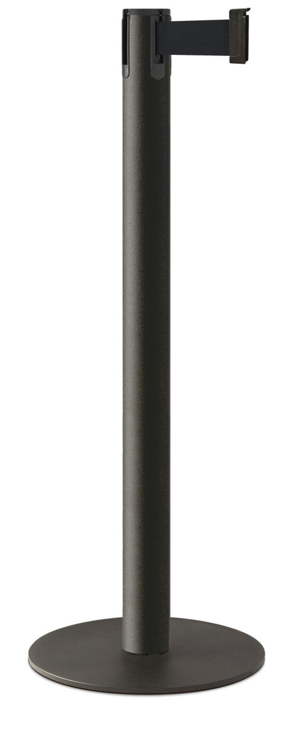 Contempo Portable Retractable Belt Stanchion - WB - Wrinkle Black - 14.5" Slim
