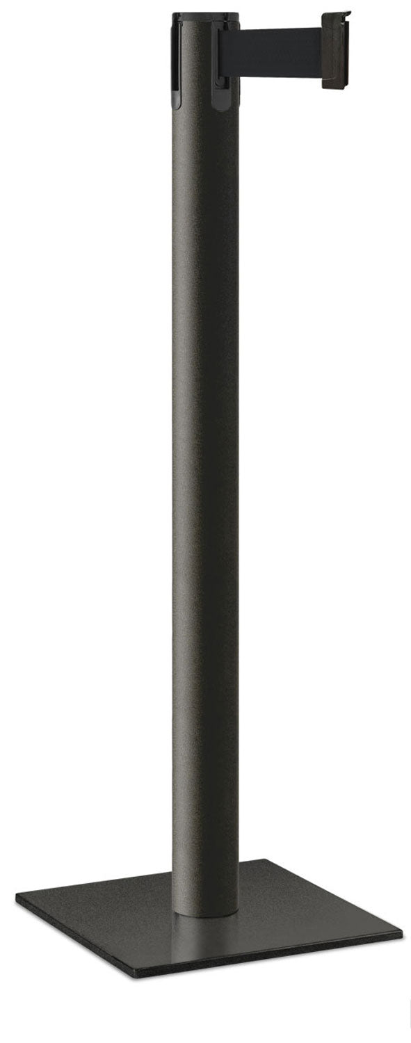 Contempo Portable Retractable Belt Stanchion - WB - Wrinkle Black - Square