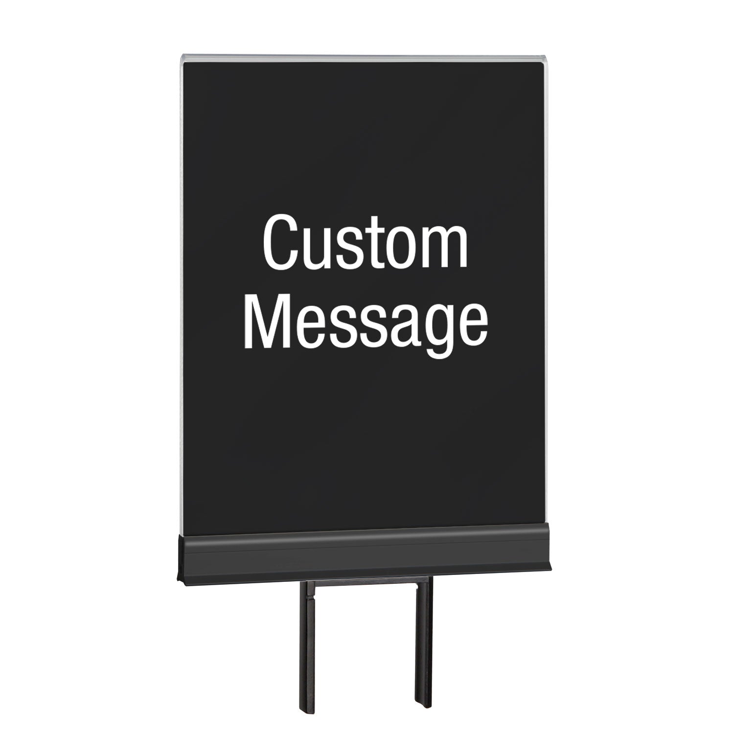 Acrylic Post-Top Sign Clip | Frameless - MB - Matte Black - Custom message