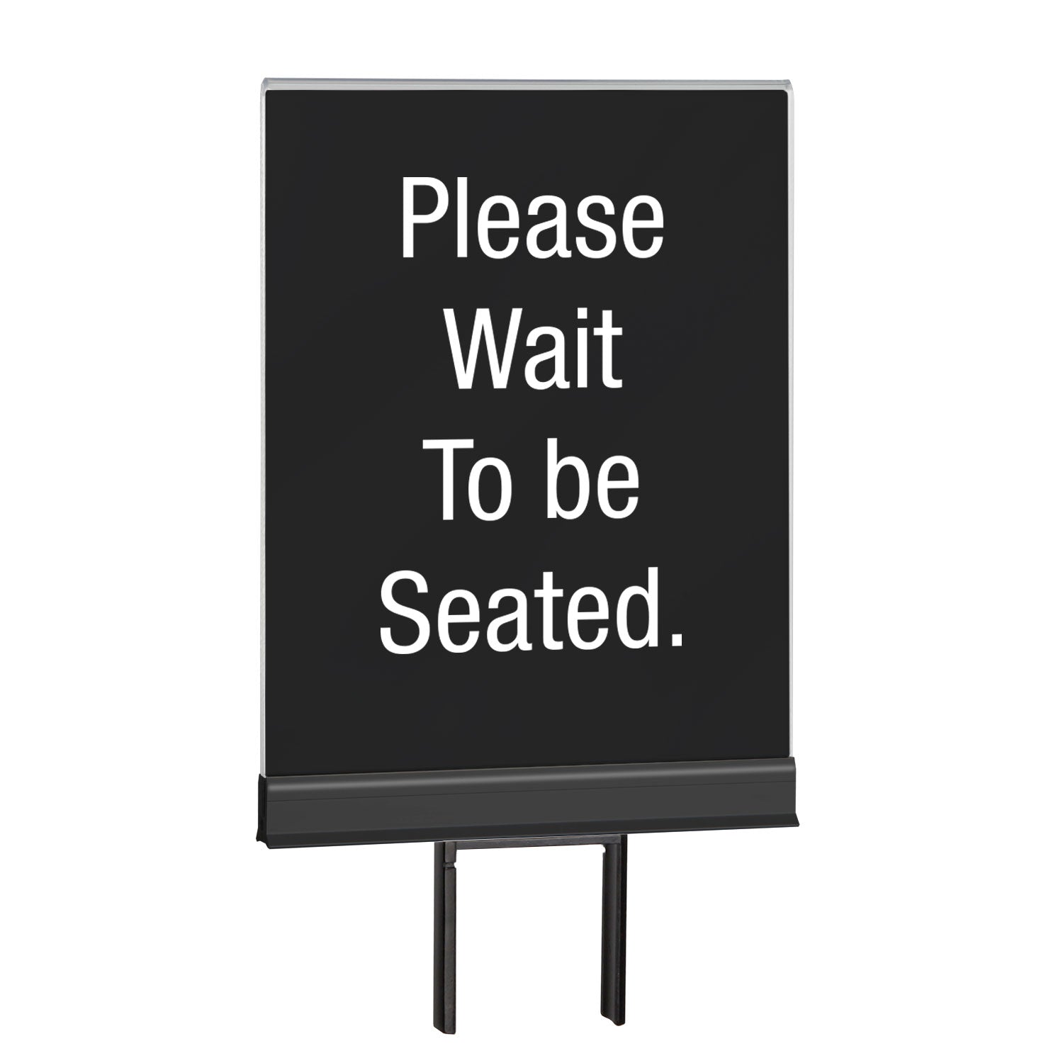 Acrylic Post-Top Sign Clip | Frameless - MB - Matte Black - Please Wait to be Seated