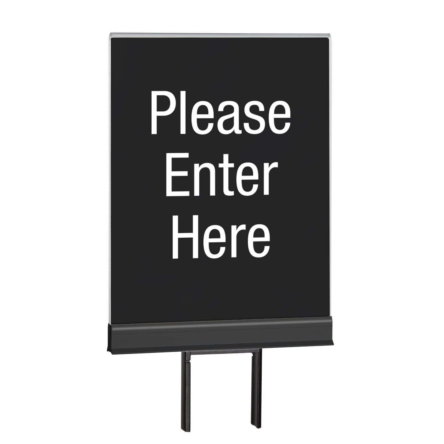 Acrylic Post-Top Sign Clip | Frameless - MB - Matte Black - Please Enter Here