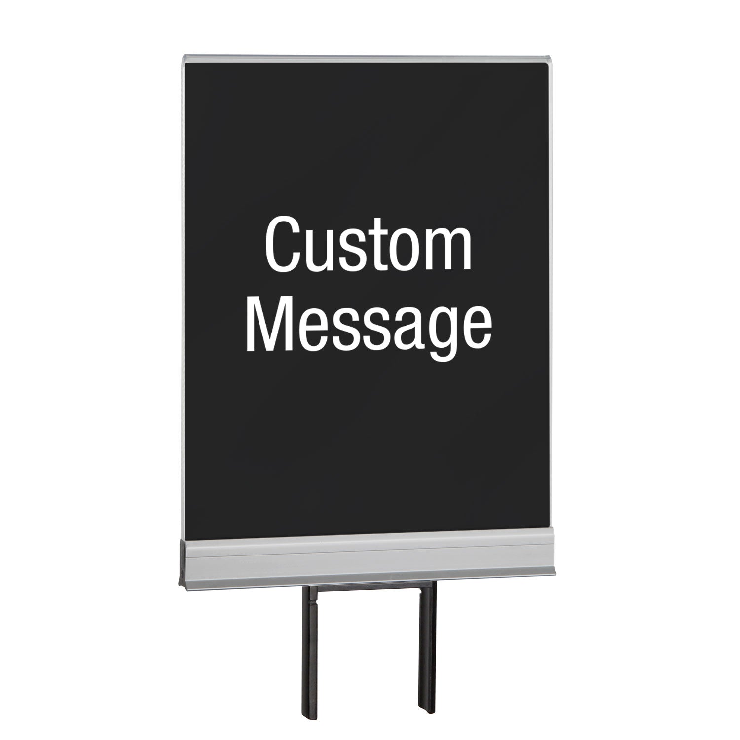 Acrylic Post-Top Sign Clip | Frameless - SA - Satin Aluminum - Custom message