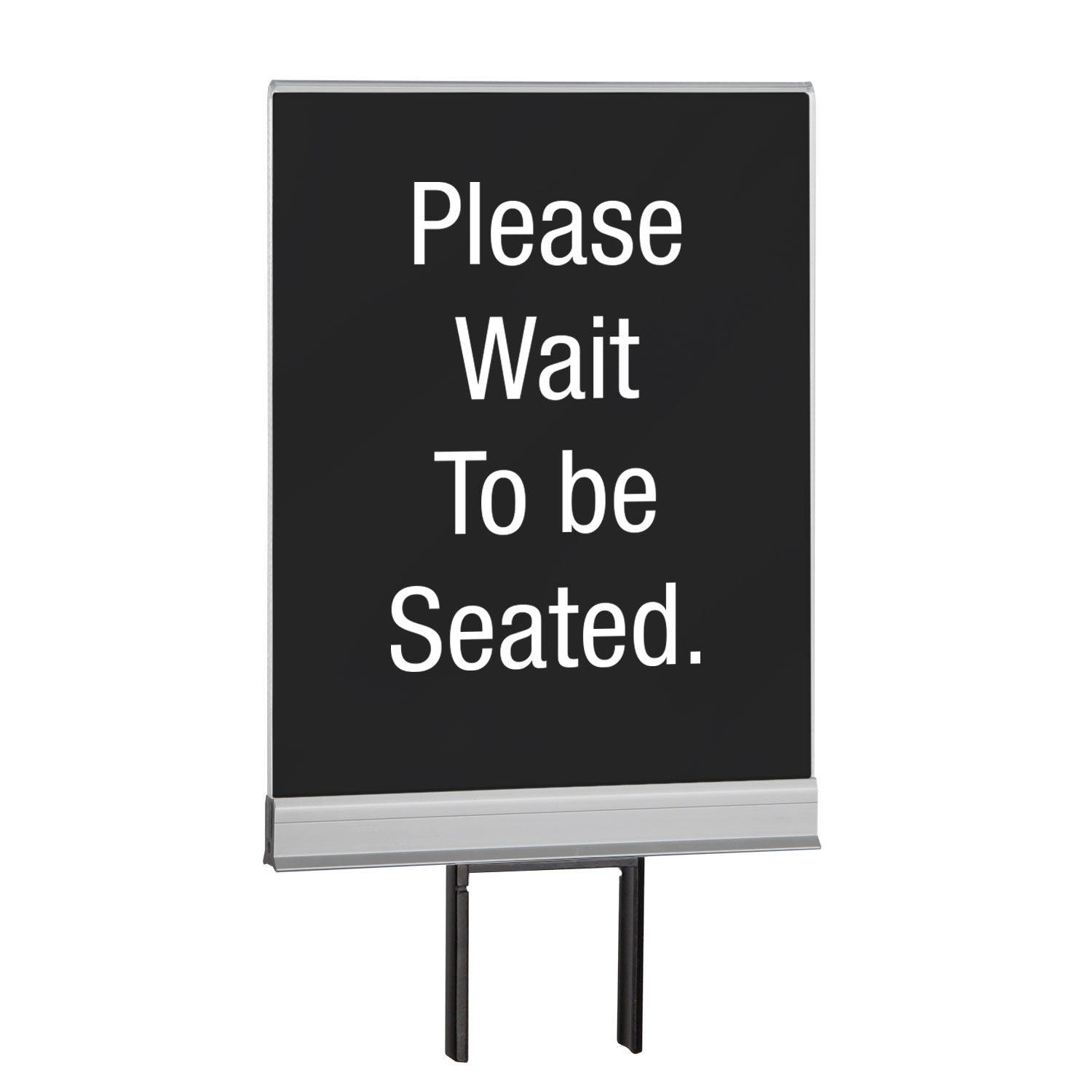 Acrylic Post-Top Sign Clip | Frameless - SA - Satin Aluminum - Please Wait to be Seated