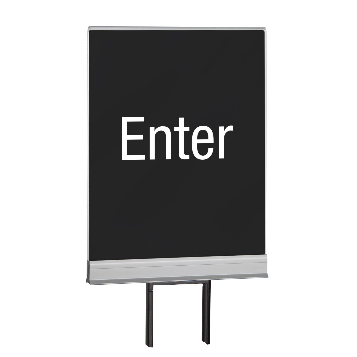 Acrylic Post-Top Sign Clip | Frameless - SA - Satin Aluminum - Enter
