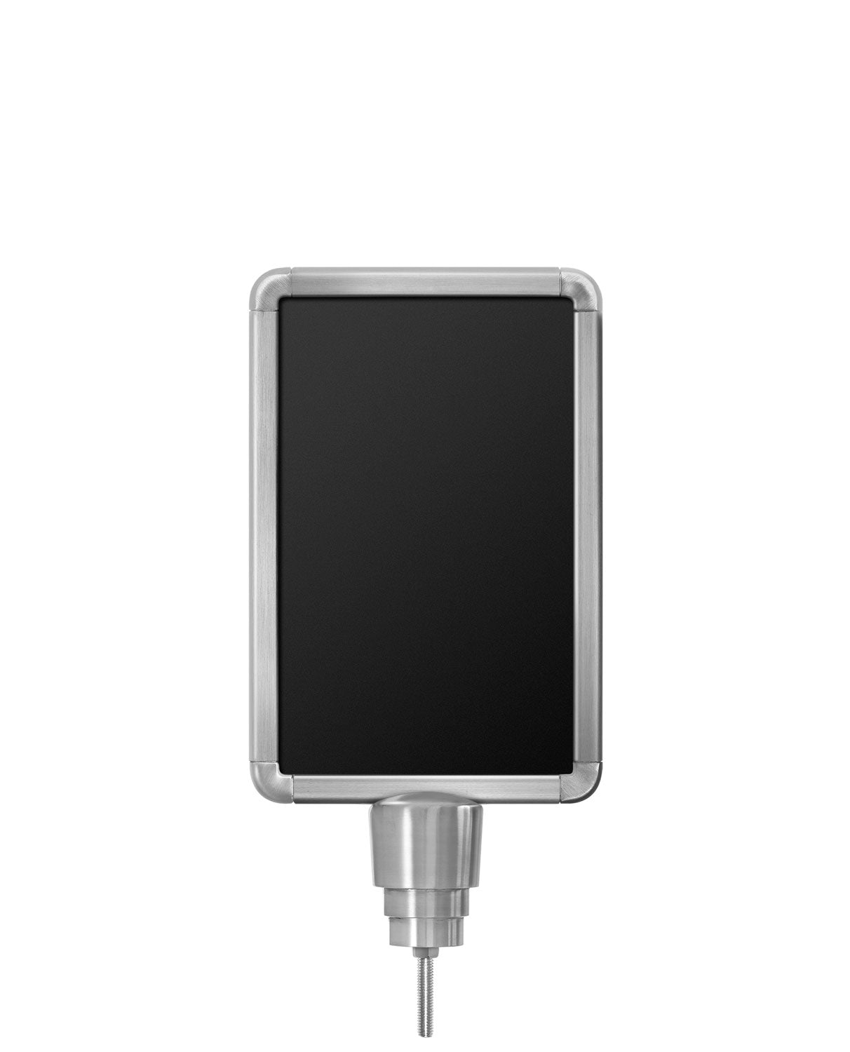Stanchion Signs for Traditional Posts | Drum Mount - SA - Satin Aluminum - 7 x 11 · Vertical · Closed frame