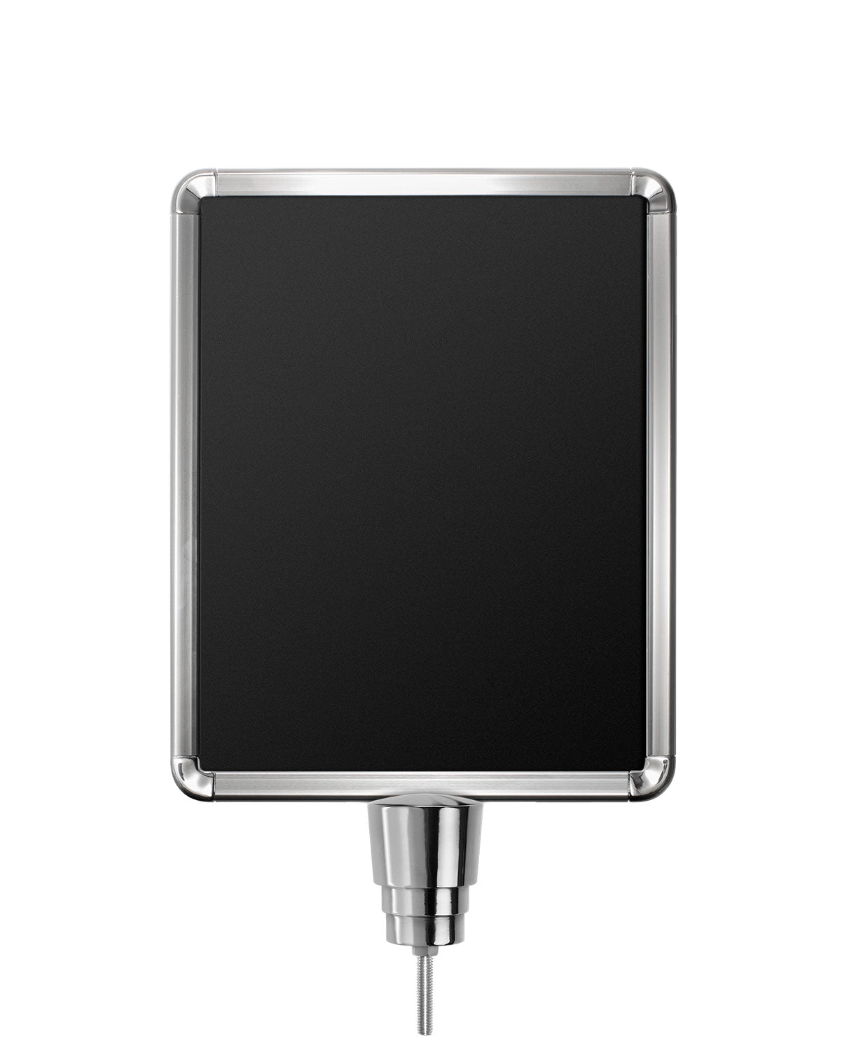Stanchion Signs for Traditional Posts | Drum Mount - CL - Chrome - 11 x 14 · Vertical · Closed frame