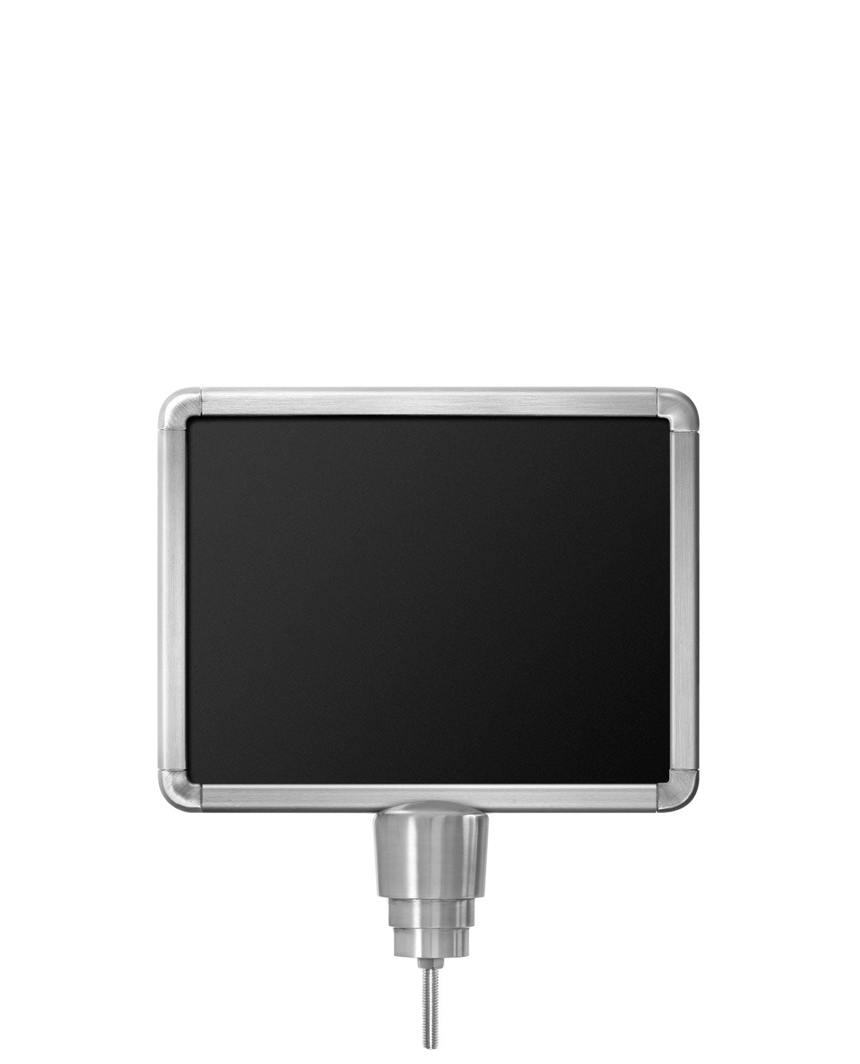 Stanchion Signs for Traditional Posts | Drum Mount - SA - Satin Aluminum - 8.5 x 11 · Horizontal · Slotted