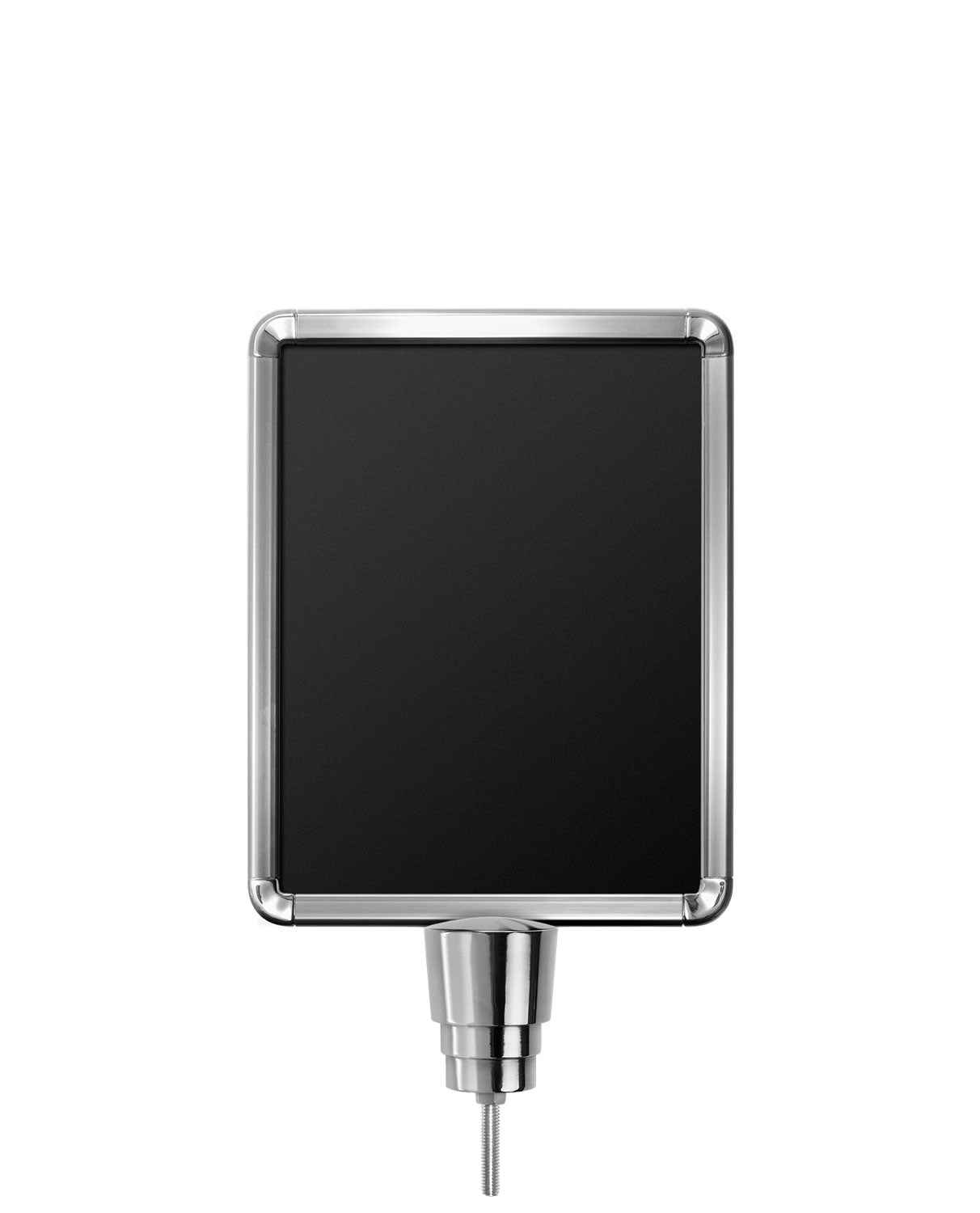 Stanchion Signs for Traditional Posts | Drum Mount - CL - Chrome - 8.5 x 11 · Vertical · Closed frame