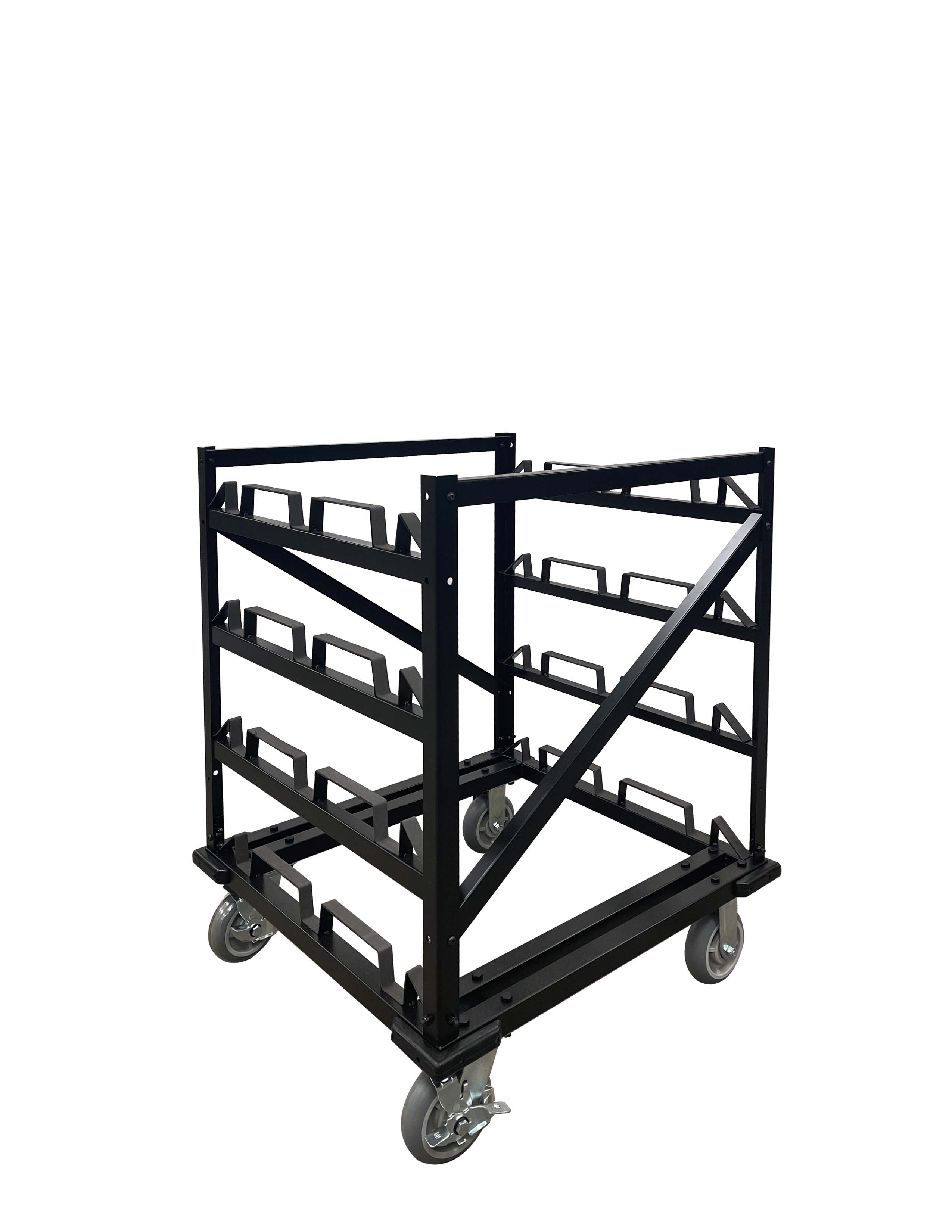 12-Post Horizontal Stanchion Cart For Barriers Stanchions No Tray