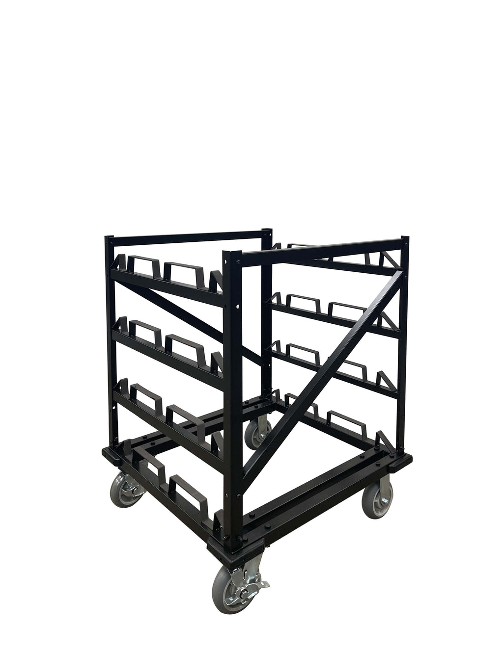 12-Post Horizontal Stanchion Cart For Barriers Stanchions No Tray