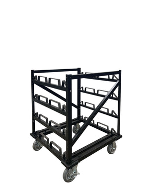 12-Post Horizontal Stanchion Cart For Barriers Stanchions No Tray