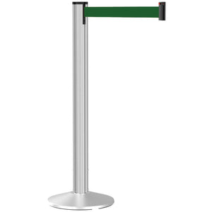 Grooved Retractable Belt Stanchion Matte Silver Aluminum