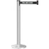 Grooved Retractable Belt Stanchion Matte Silver Aluminum