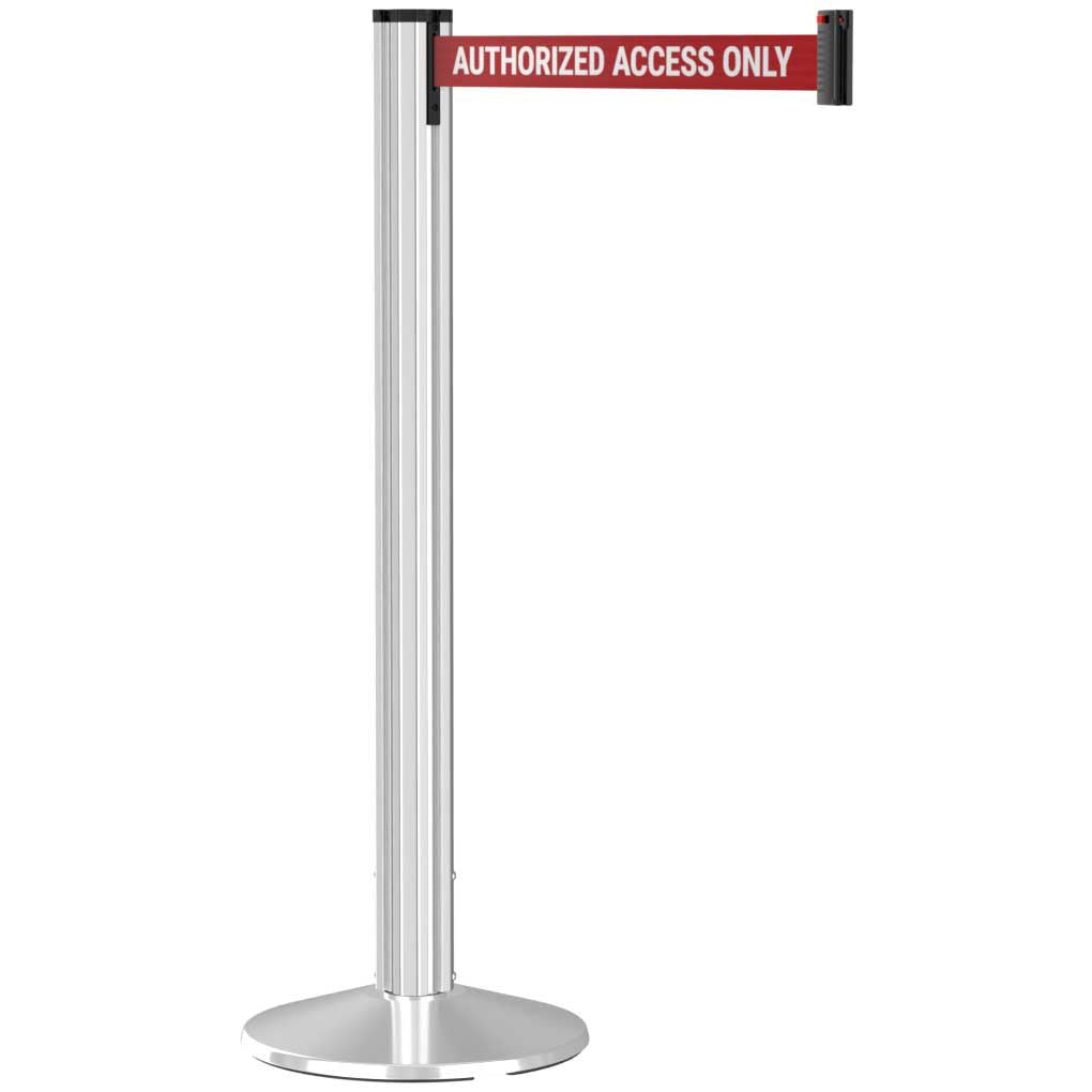 Grooved Retractable Belt Stanchion Polished Aluminum
