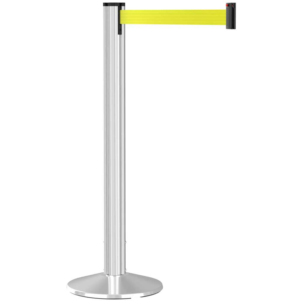 Grooved Retractable Belt Stanchion Polished Aluminum