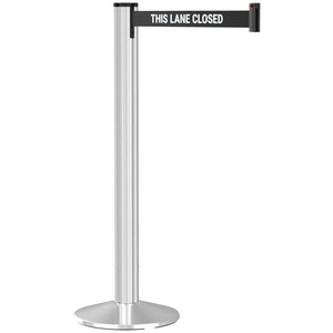Grooved Retractable Belt Stanchion Polished Aluminum