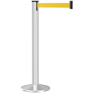 Grooved Retractable Belt Stanchion Polished Aluminum