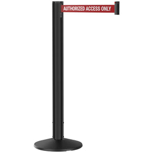 Grooved Retractable Belt Stanchion Black Aluminum