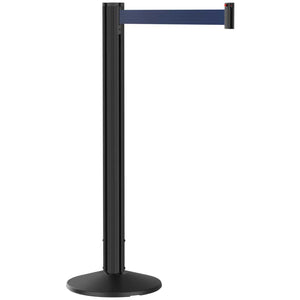 Grooved Retractable Belt Stanchion Black Aluminum