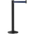 Grooved Retractable Belt Stanchion Black Aluminum