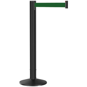 Grooved Retractable Belt Stanchion Black Aluminum