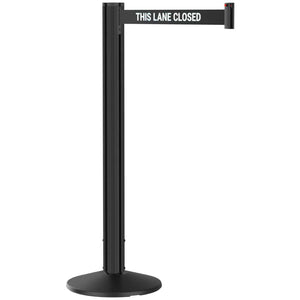Grooved Retractable Belt Stanchion Black Aluminum