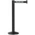 Grooved Retractable Belt Stanchion Black Aluminum